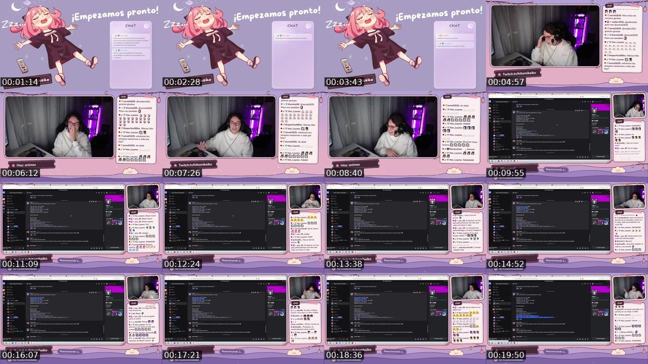 Contact-sheet preview of hitomikeiko's Twitch recording