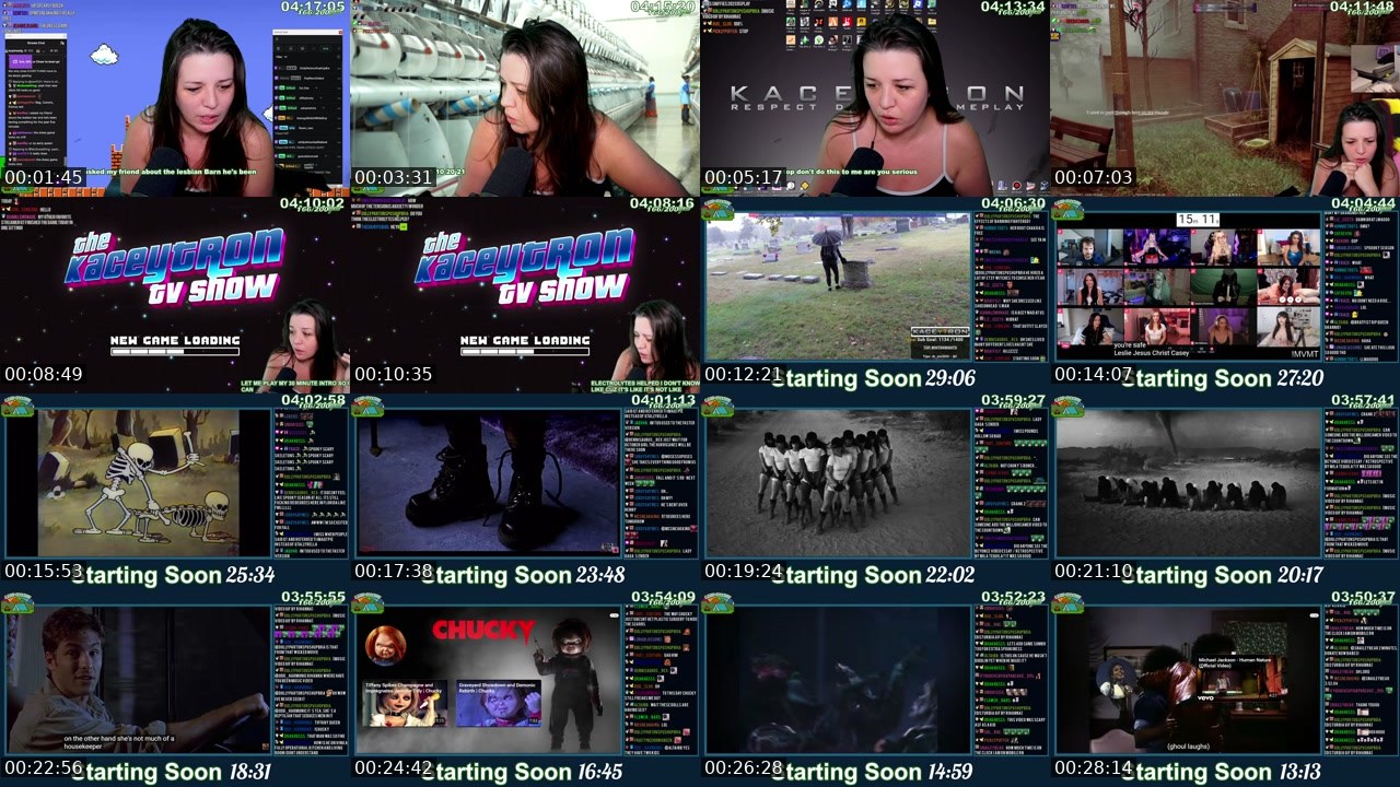 Contact-sheet preview of Kaceytron's Twitch recording