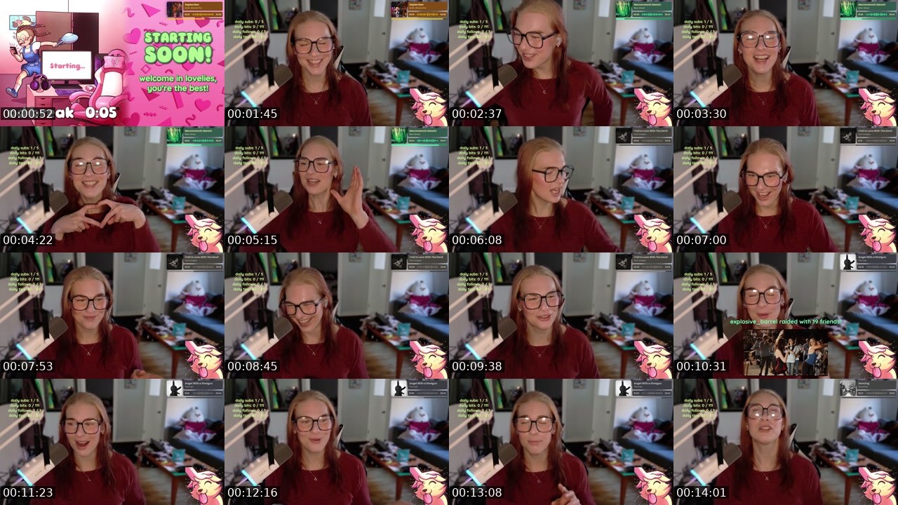 Contact-sheet preview of TheRoxiePop's Twitch recording