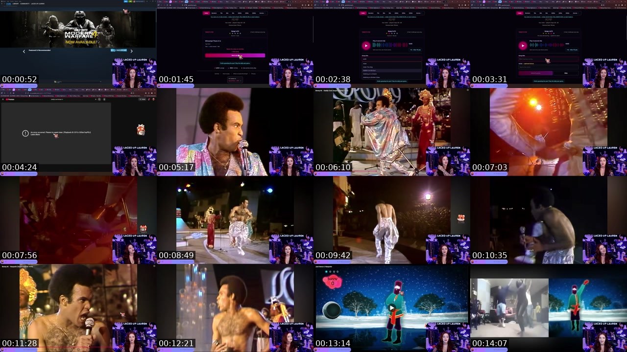 Contact-sheet preview of LacedUpLauren's Twitch recording
