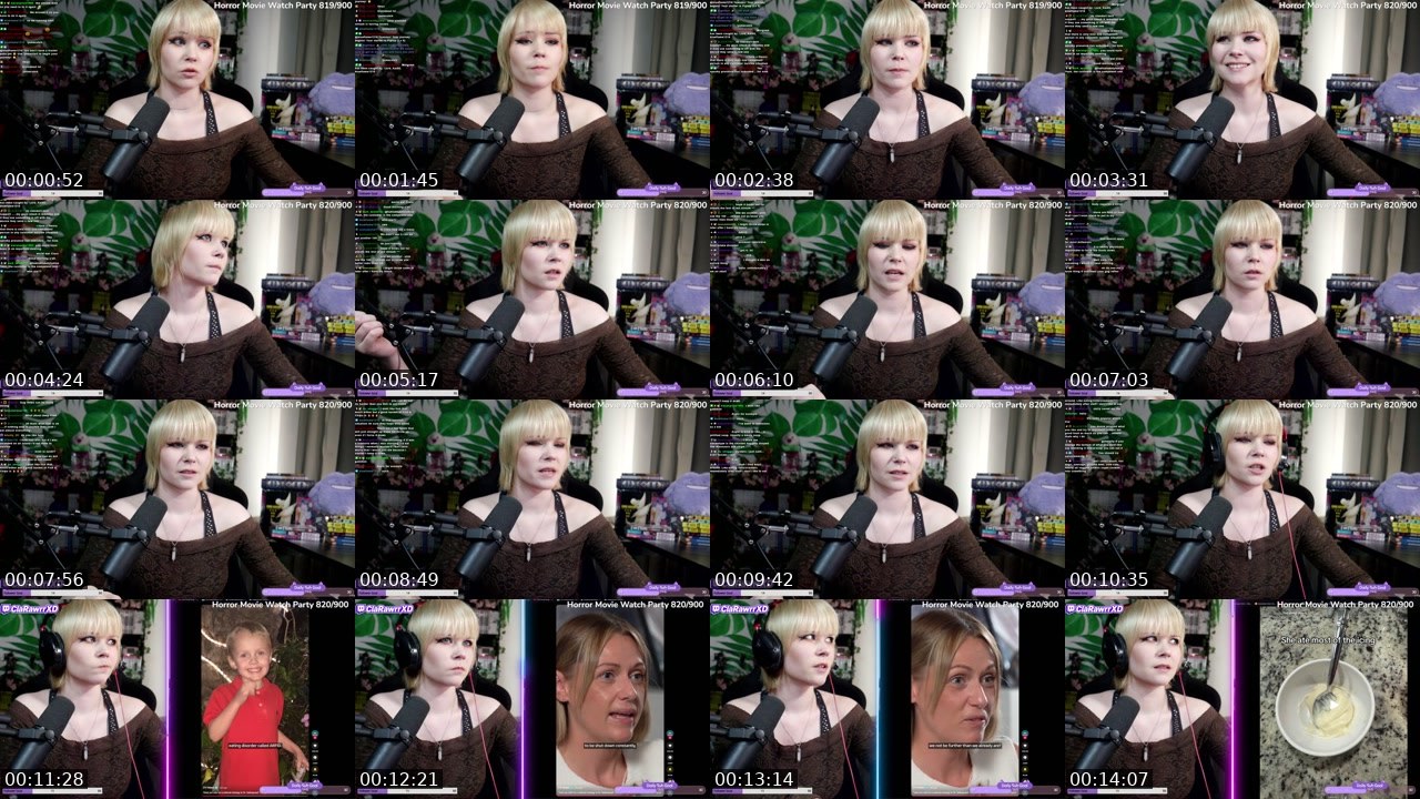 Contact-sheet preview of ClaRawrrXD's Twitch recording