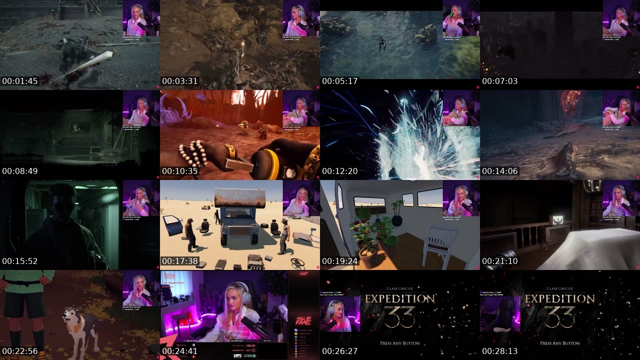 Contact-sheet preview of RosieRiver's Twitch recording