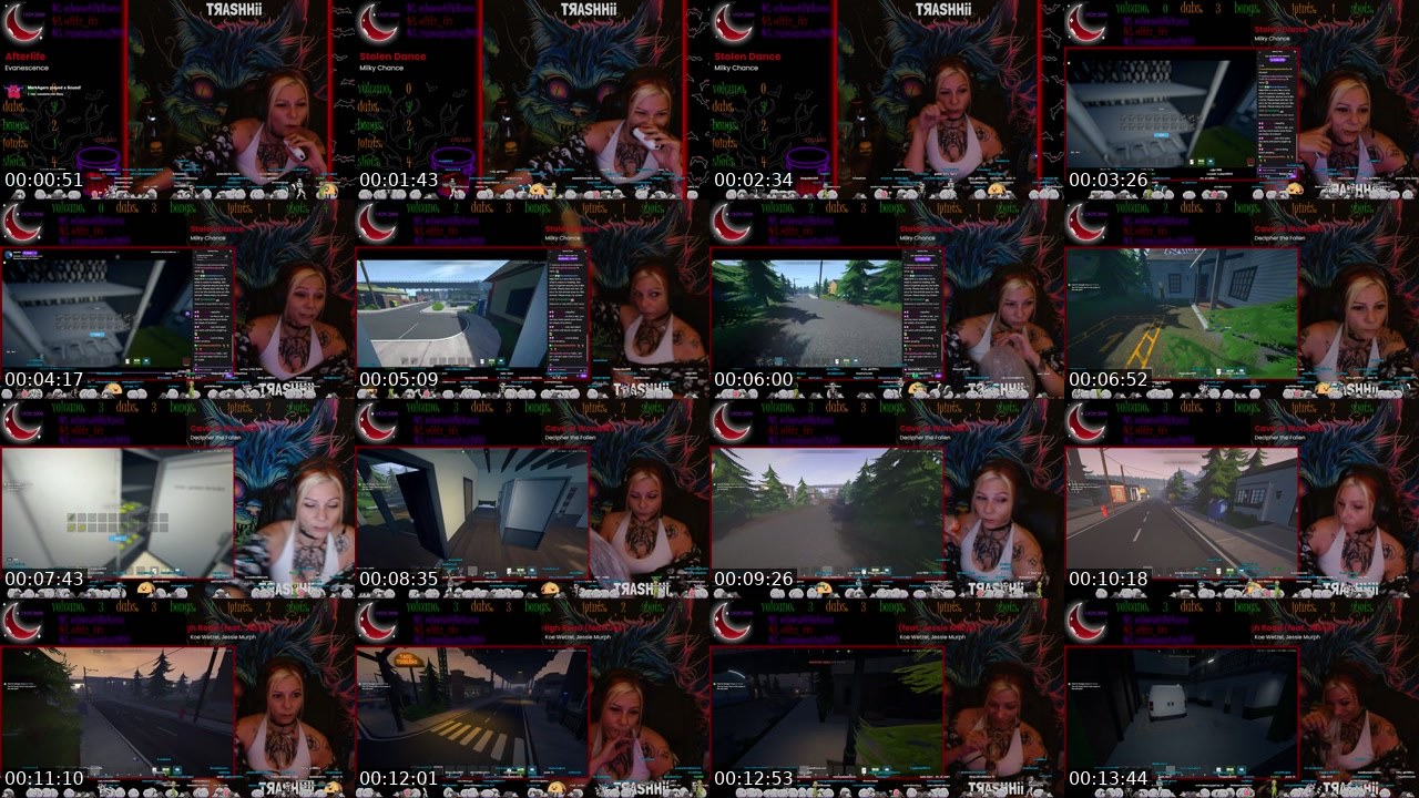 Contact-sheet preview of TRASHHii's Twitch recording