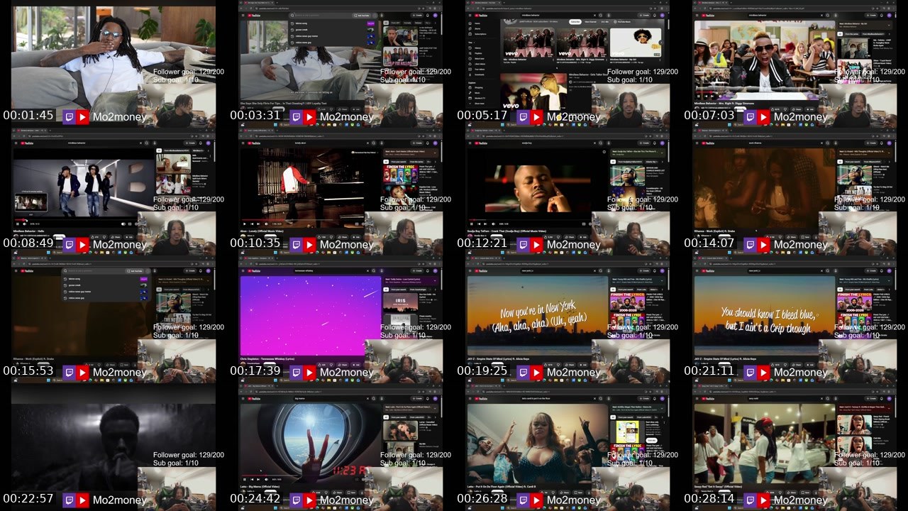Contact-sheet preview of Mo2money's Twitch recording