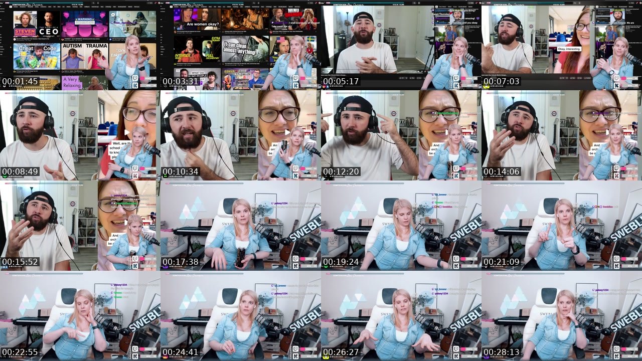 Contact-sheet preview of Swebliss's Twitch recording