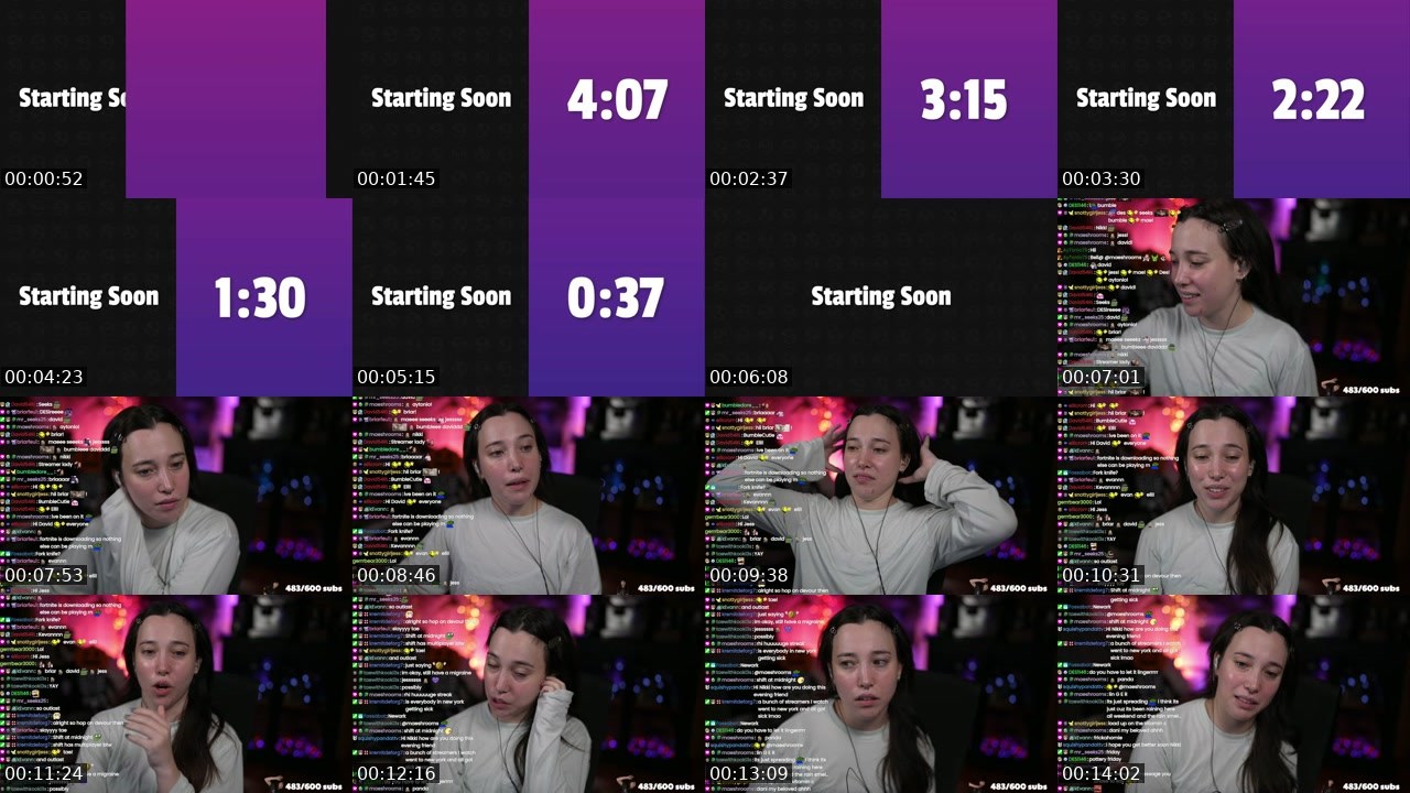 Contact-sheet preview of nikkijustine's Twitch recording