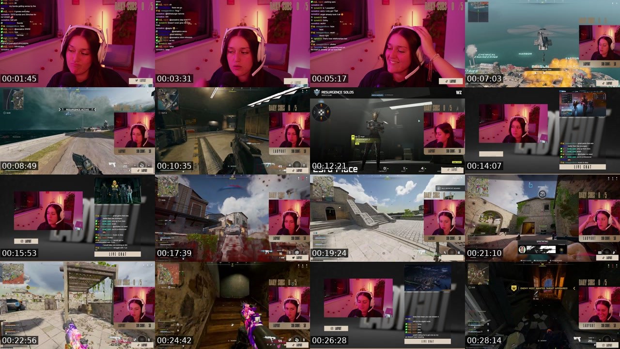 Contact-sheet preview of LadyGut's Twitch recording