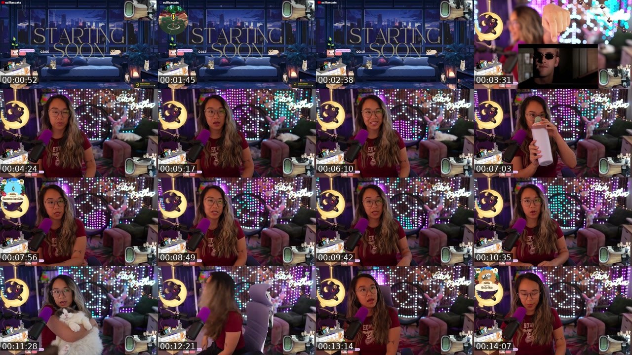 Contact-sheet preview of scillaxcats's Twitch recording