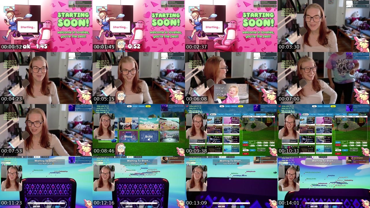 Contact-sheet preview of TheRoxiePop's Twitch recording