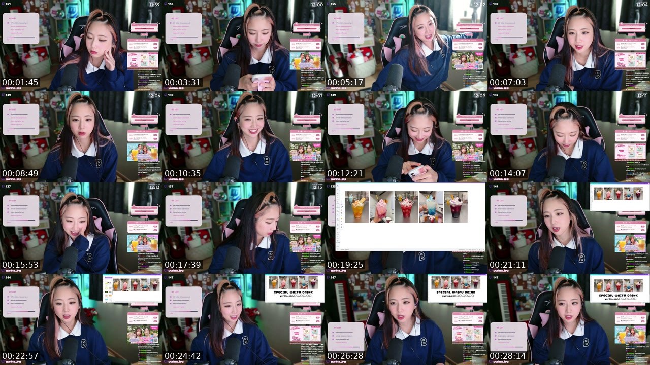 Contact-sheet preview of yurina_jpg's Twitch recording