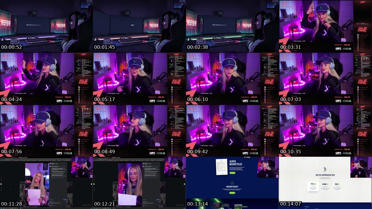 Contact-sheet preview of RosieRiver's Twitch recording