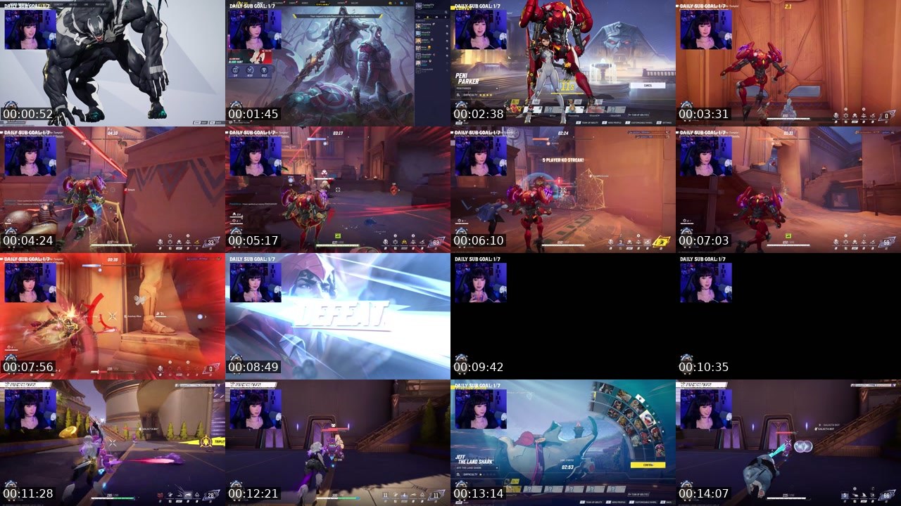 Contact-sheet preview of Corvina's Twitch recording