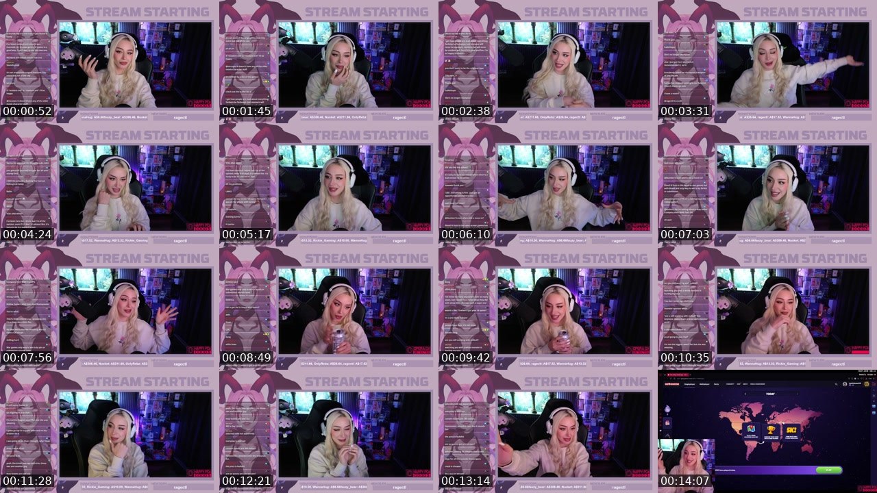 Contact-sheet preview of sarina's Twitch recording