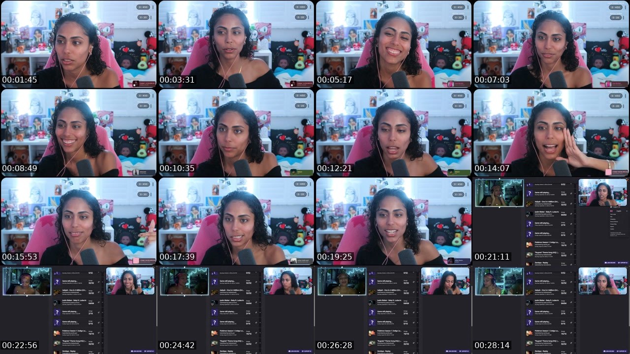 Contact-sheet preview of bigsiskrisxo's Twitch recording