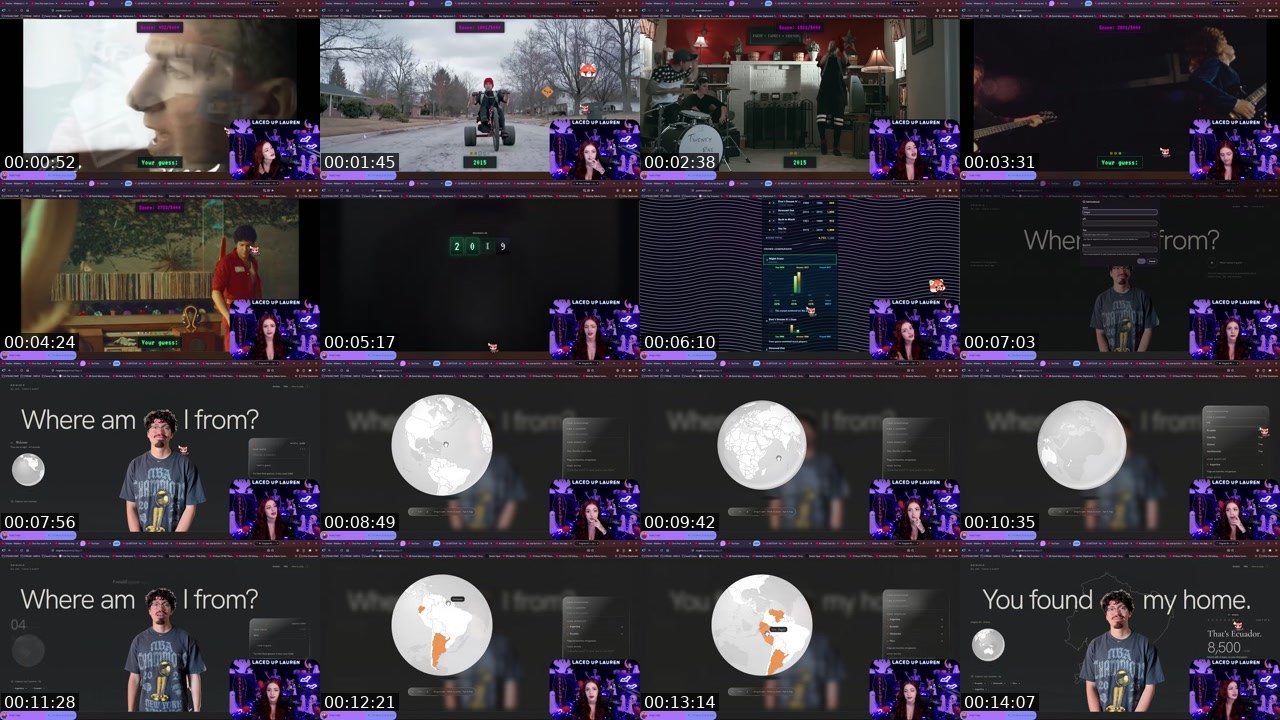 Contact-sheet preview of LacedUpLauren's Twitch recording