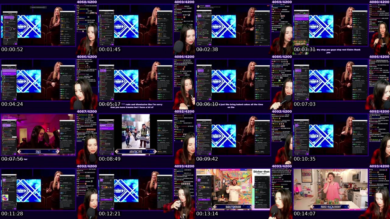 Contact-sheet preview of Kaceytron's Twitch recording