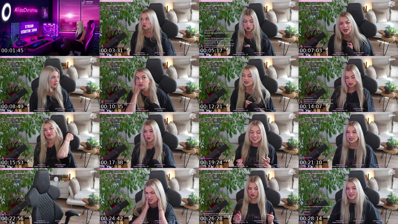 Contact-sheet preview of AlisaChristina's Twitch recording