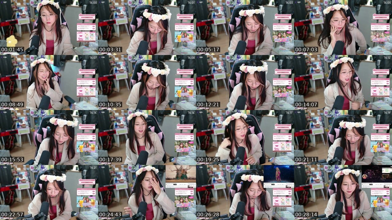 Contact-sheet preview of yurina_jpg's Twitch recording