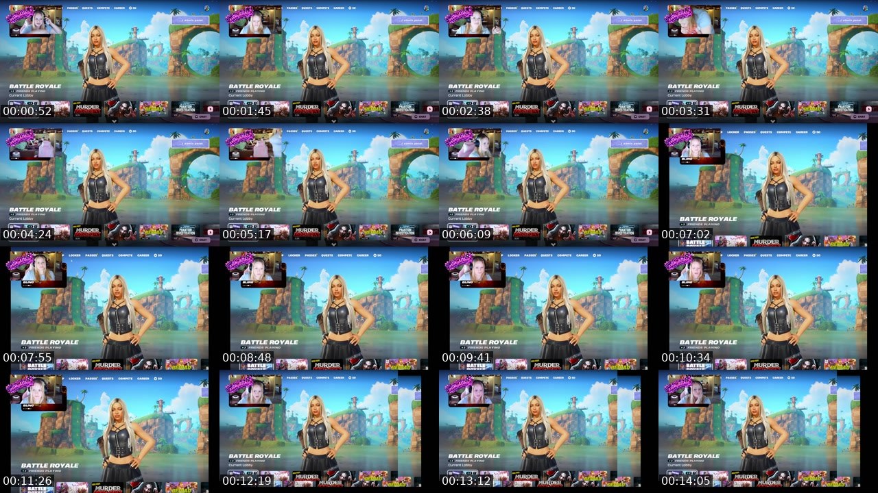 Contact-sheet preview of ARRMYBARBiiE's Twitch recording