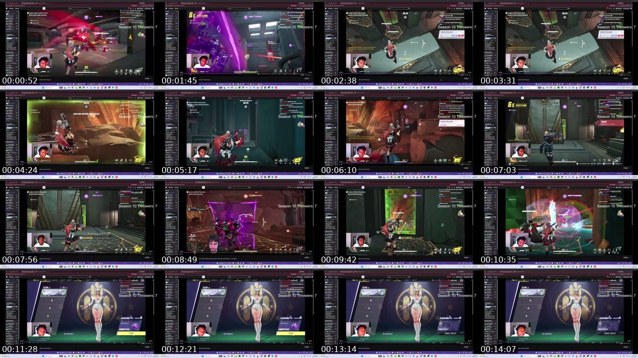 Contact-sheet preview of AquaGunn's Twitch recording