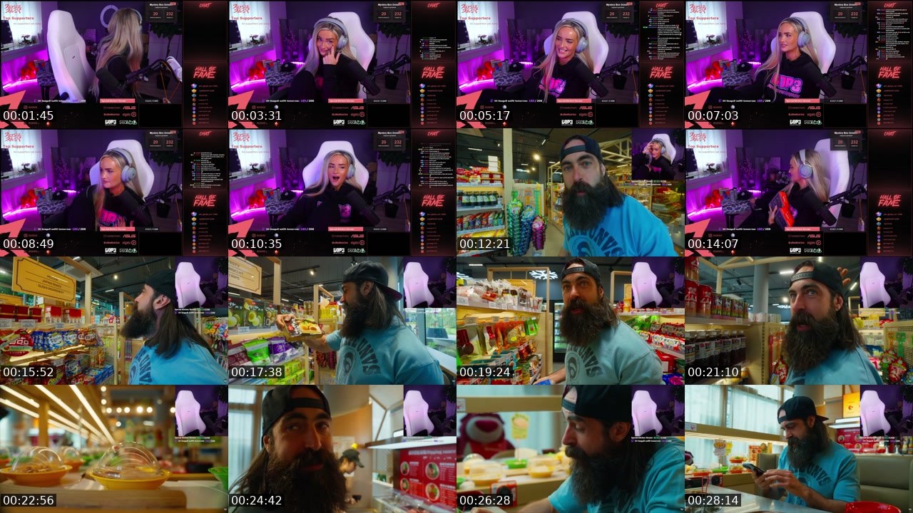 Contact-sheet preview of RosieRiver's Twitch recording