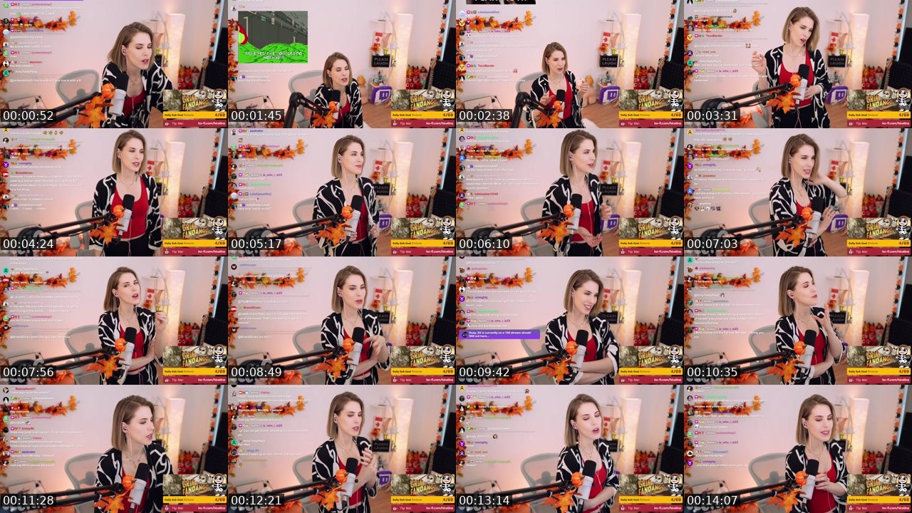 Contact-sheet preview of Celina's Twitch recording