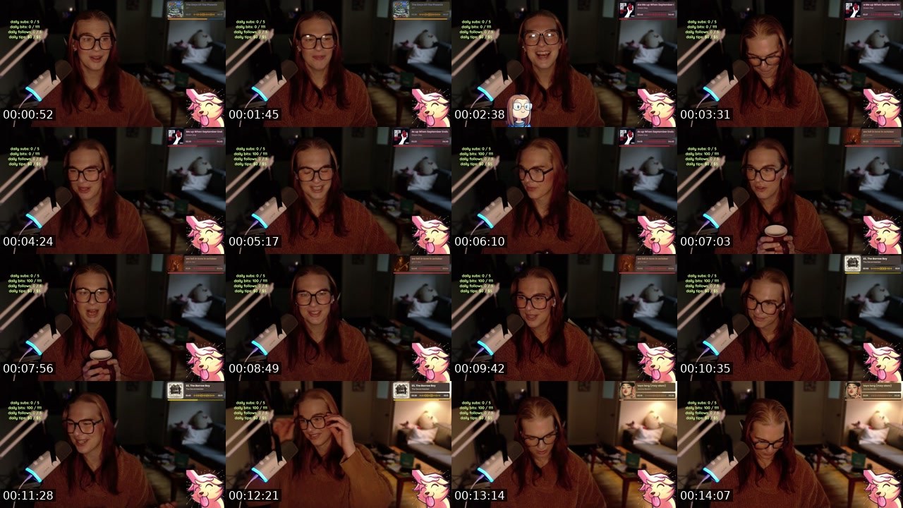 Contact-sheet preview of TheRoxiePop's Twitch recording