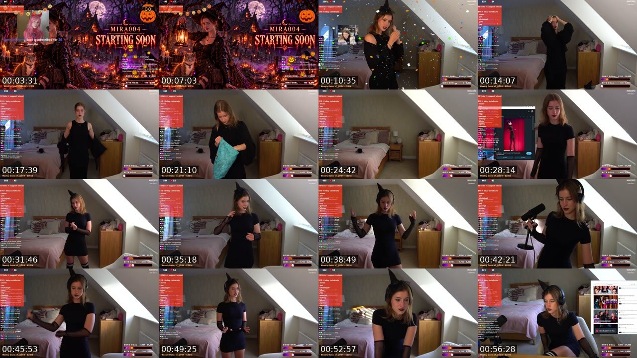Contact-sheet preview of mira004's Twitch recording