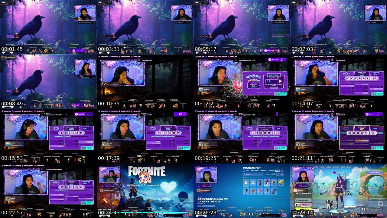Contact-sheet preview of Raven_1218's Twitch recording