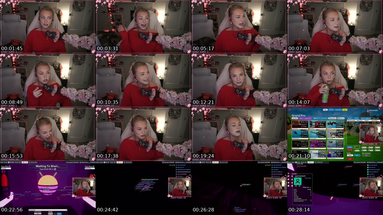 Contact-sheet preview of BossLadyLily's Twitch recording