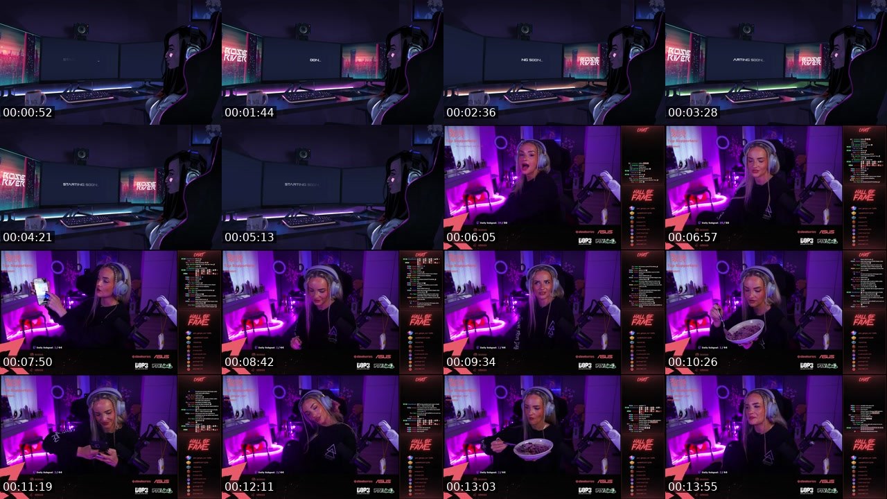 Contact-sheet preview of RosieRiver's Twitch recording
