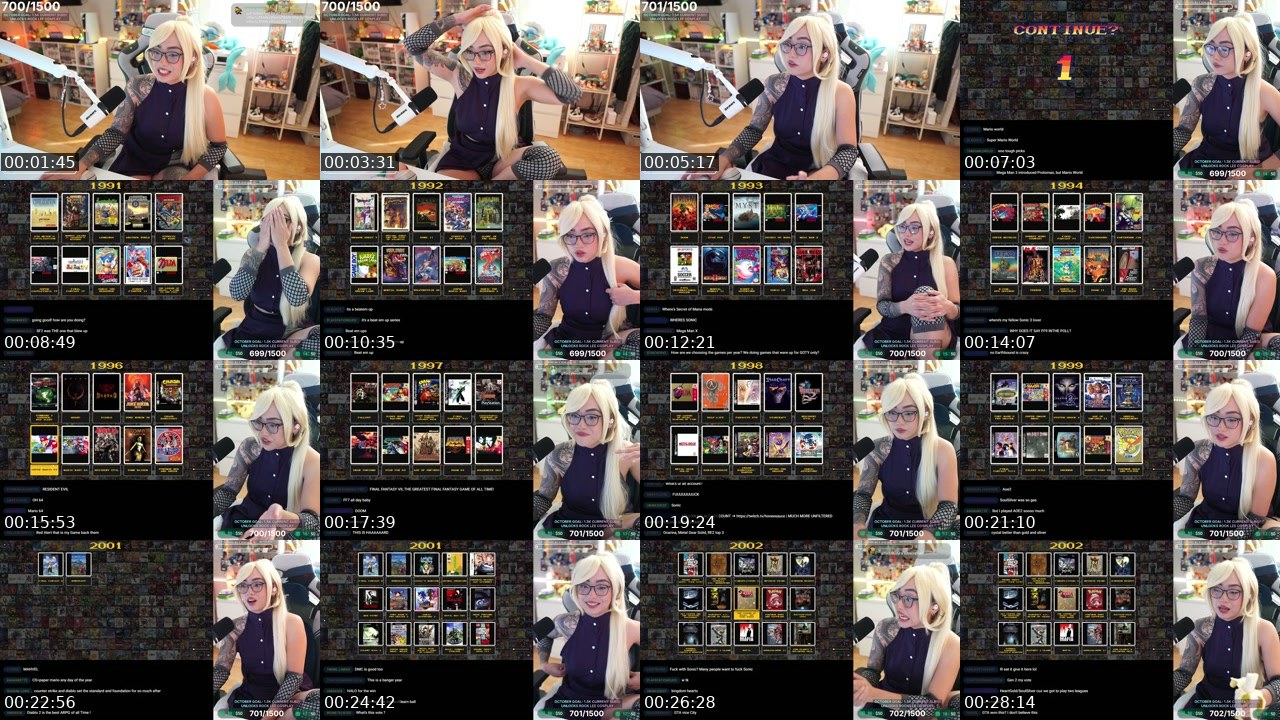 Contact-sheet preview of Honeebell's Twitch recording