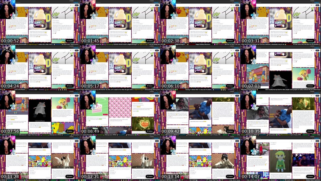 Contact-sheet preview of MiszJones's Twitch recording