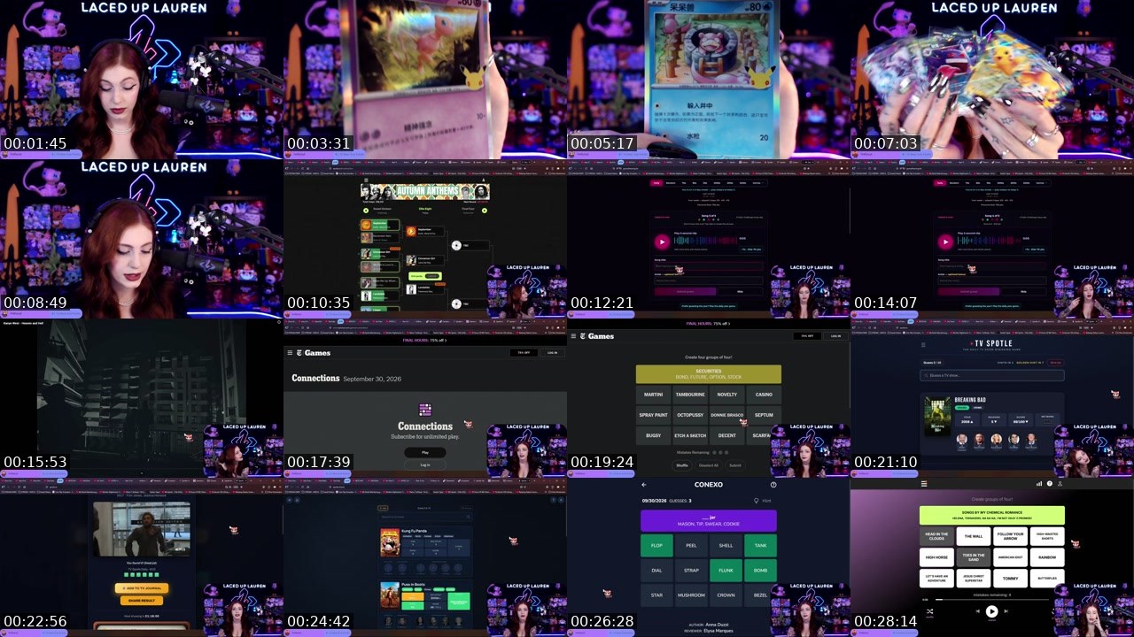 Contact-sheet preview of LacedUpLauren's Twitch recording