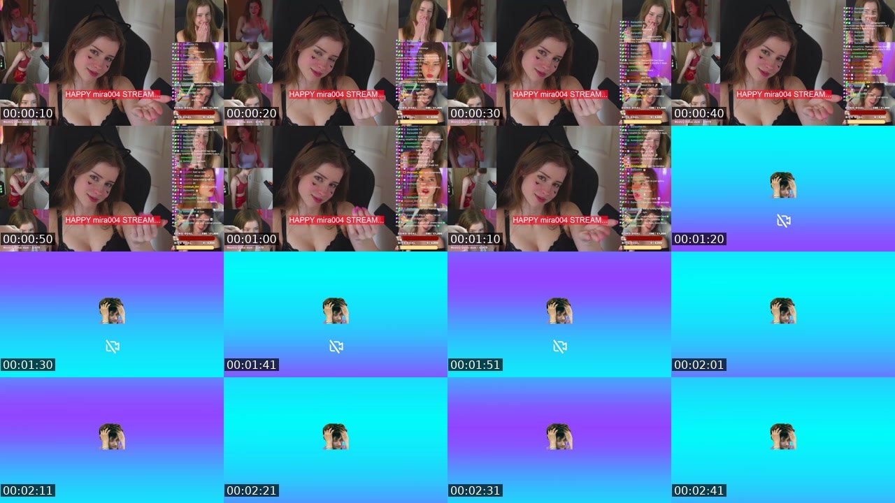 Contact-sheet preview of mira004's Twitch recording