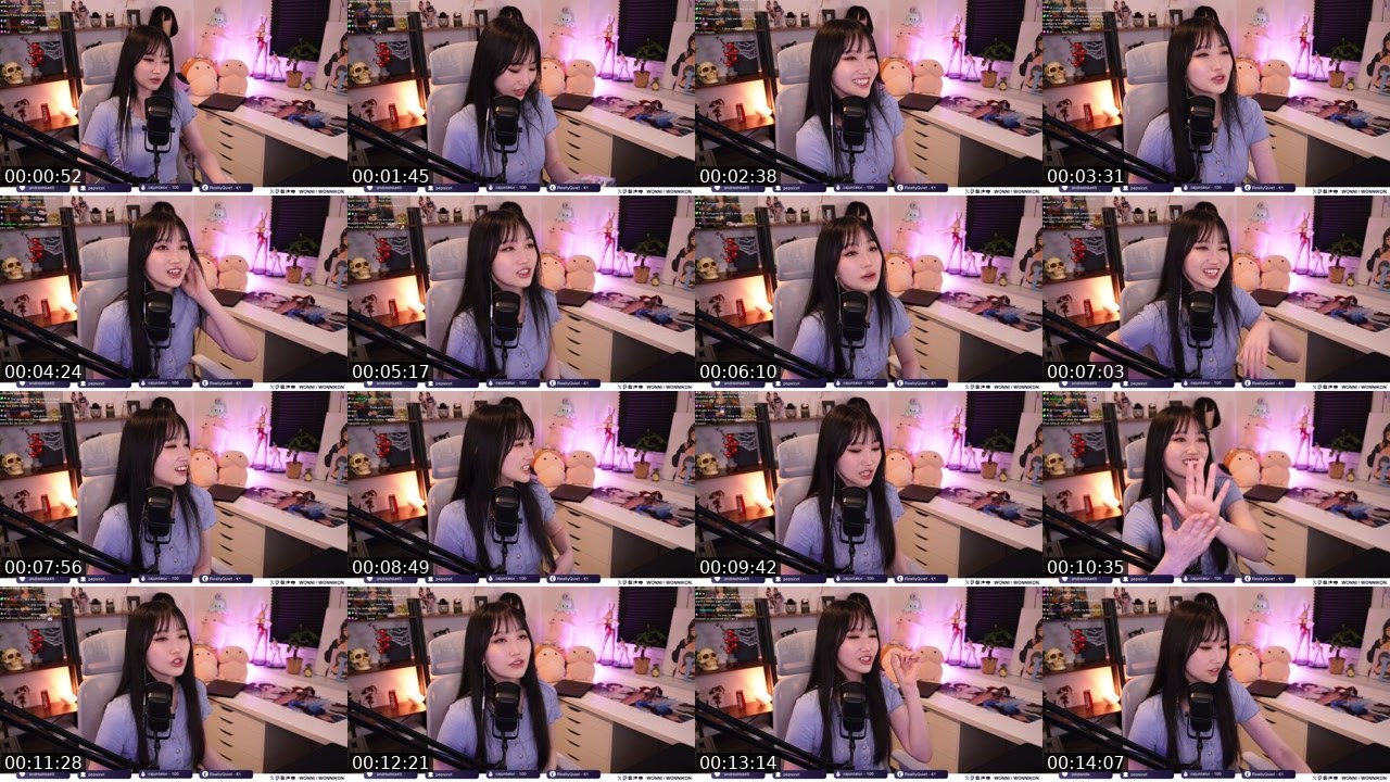 Contact-sheet preview of Wonni's Twitch recording