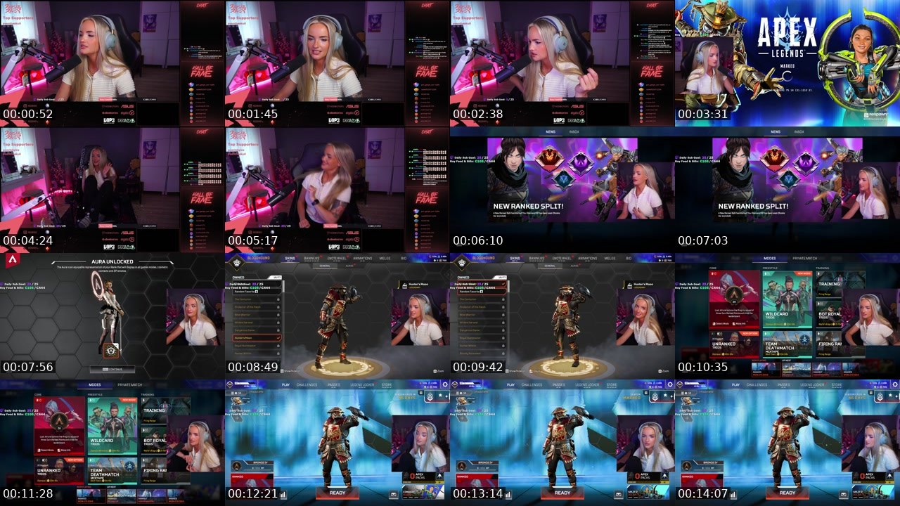 Contact-sheet preview of RosieRiver's Twitch recording