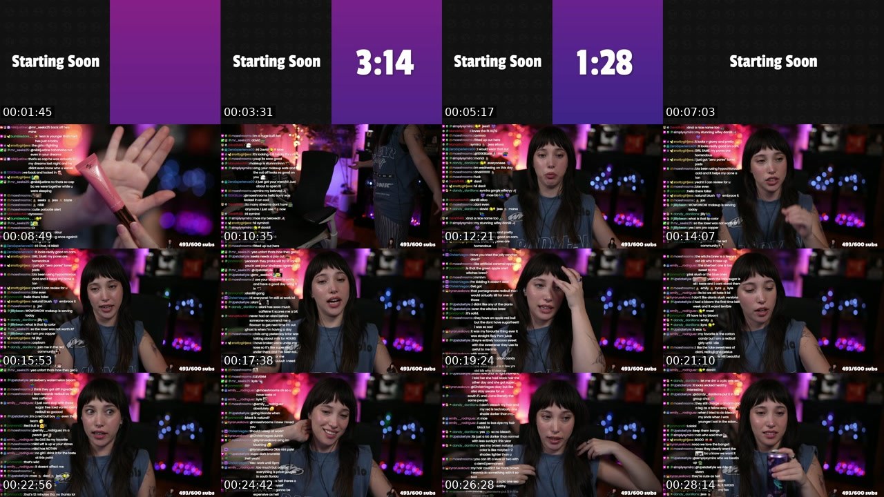 Contact-sheet preview of nikkijustine's Twitch recording