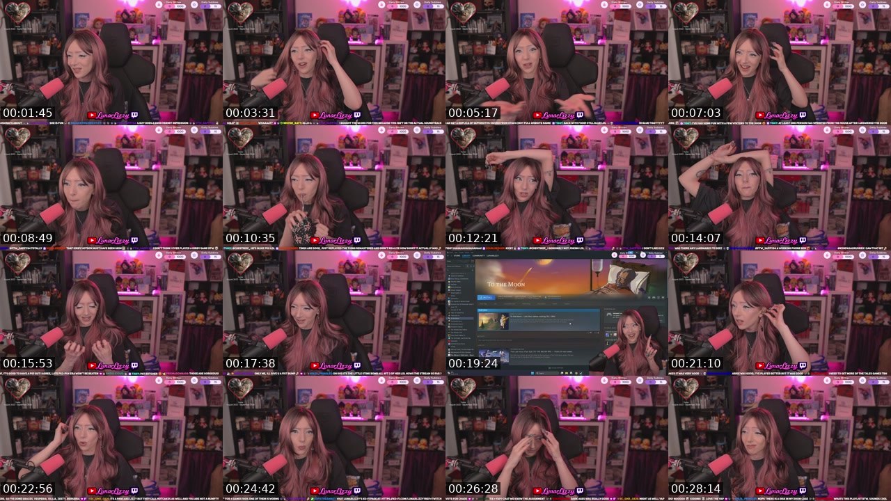 Contact-sheet preview of LunarLizzy's Twitch recording