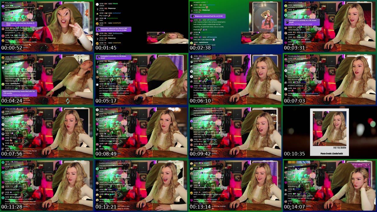 Contact-sheet preview of RareGangster's Twitch recording