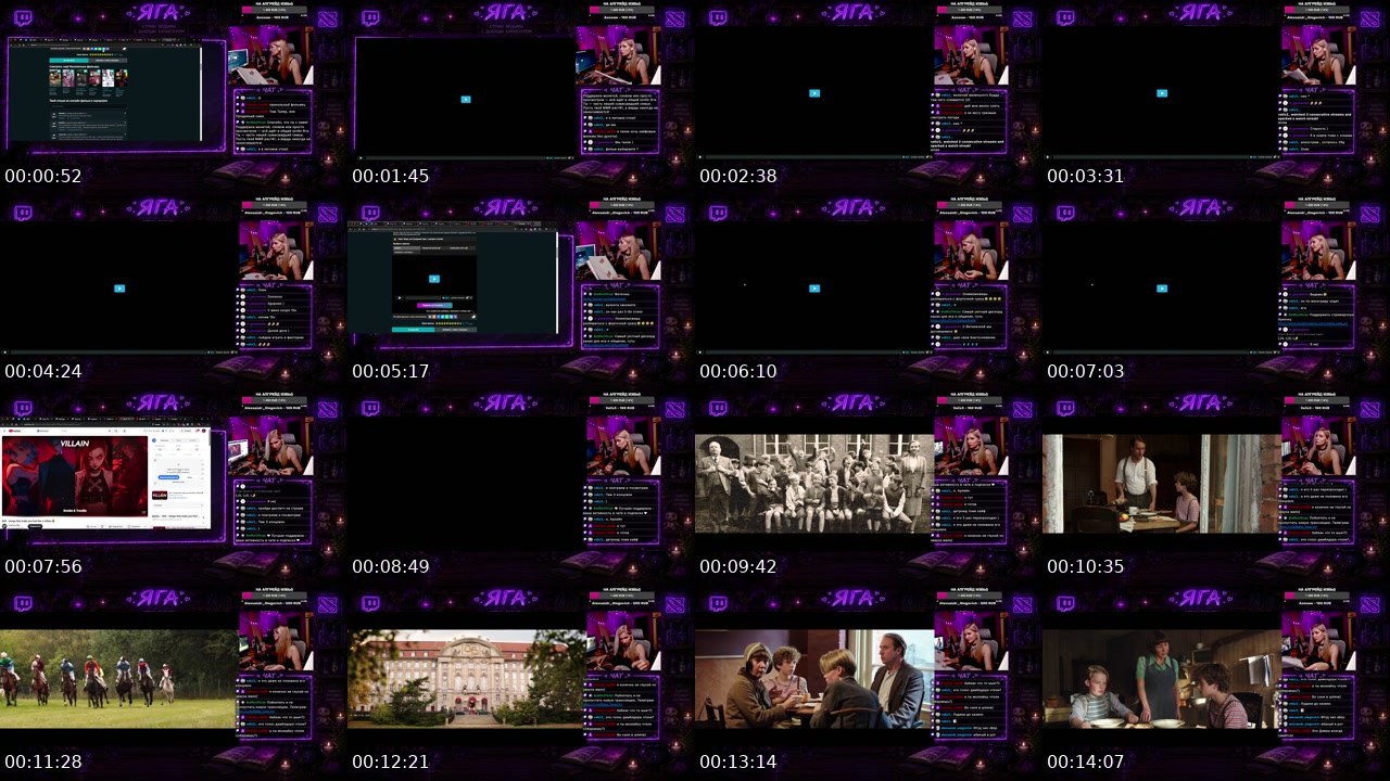 Contact-sheet preview of BabaYagaArt's Twitch recording
