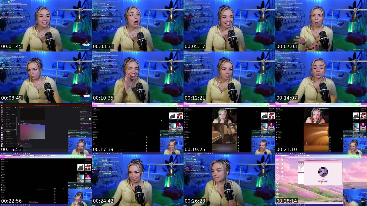 Contact-sheet preview of Taylien's Twitch recording
