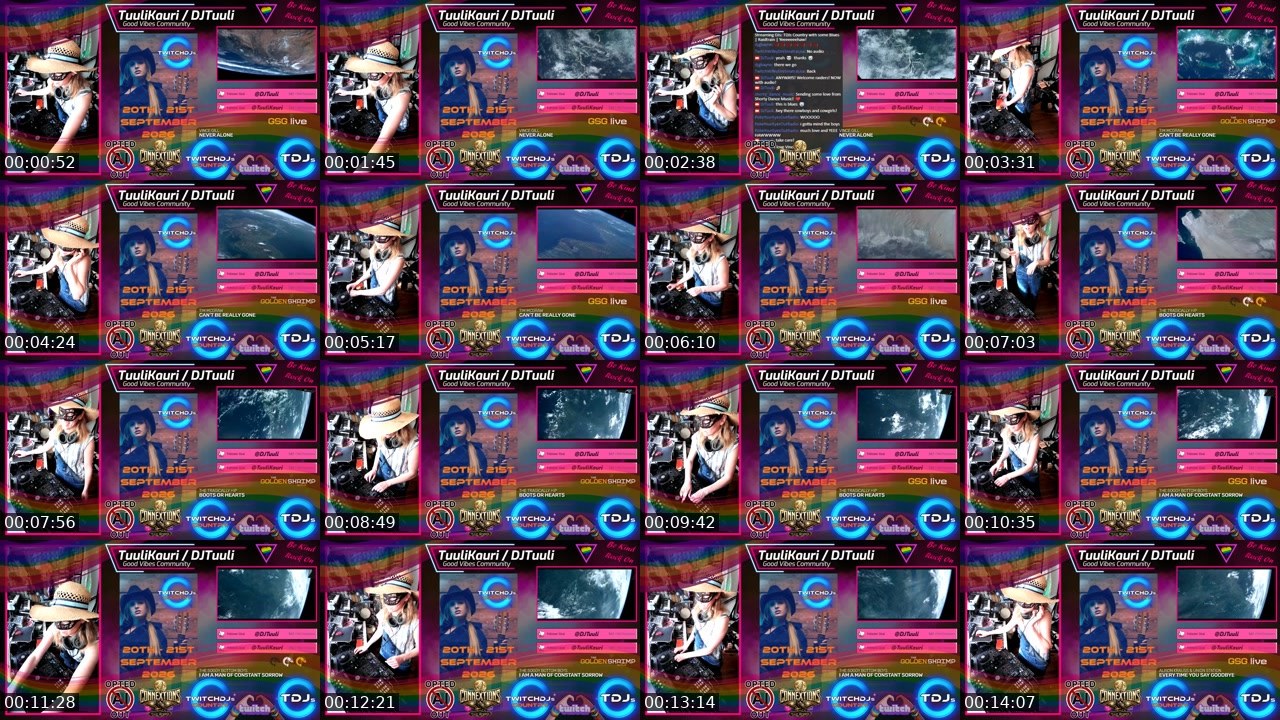 Contact-sheet preview of DJTuuli's Twitch recording