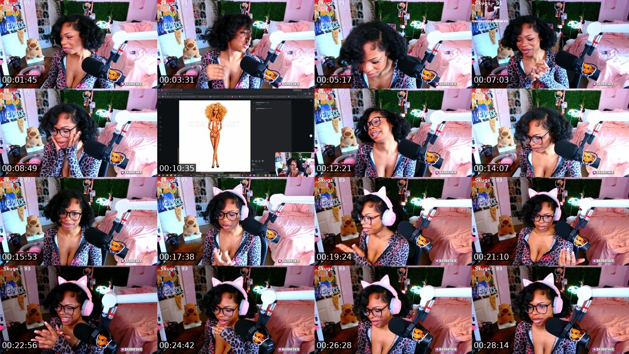 Contact-sheet preview of barbieskie's Twitch recording