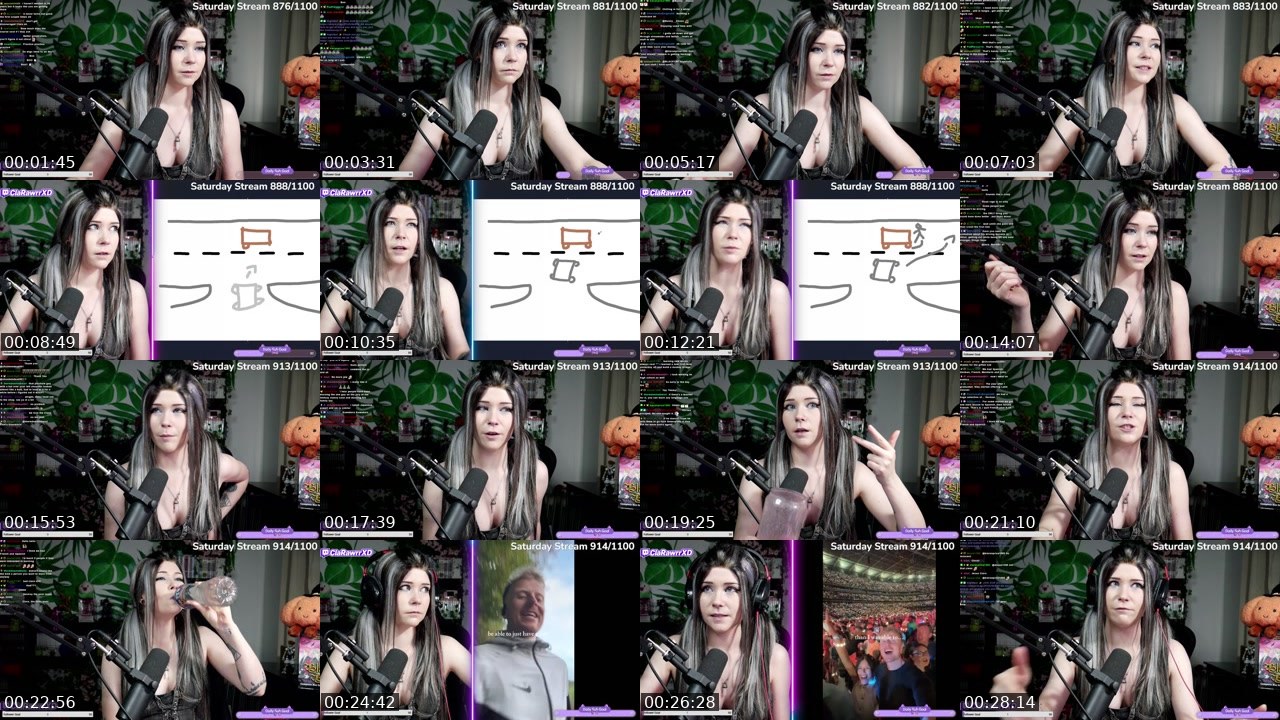 Contact-sheet preview of ClaRawrrXD's Twitch recording