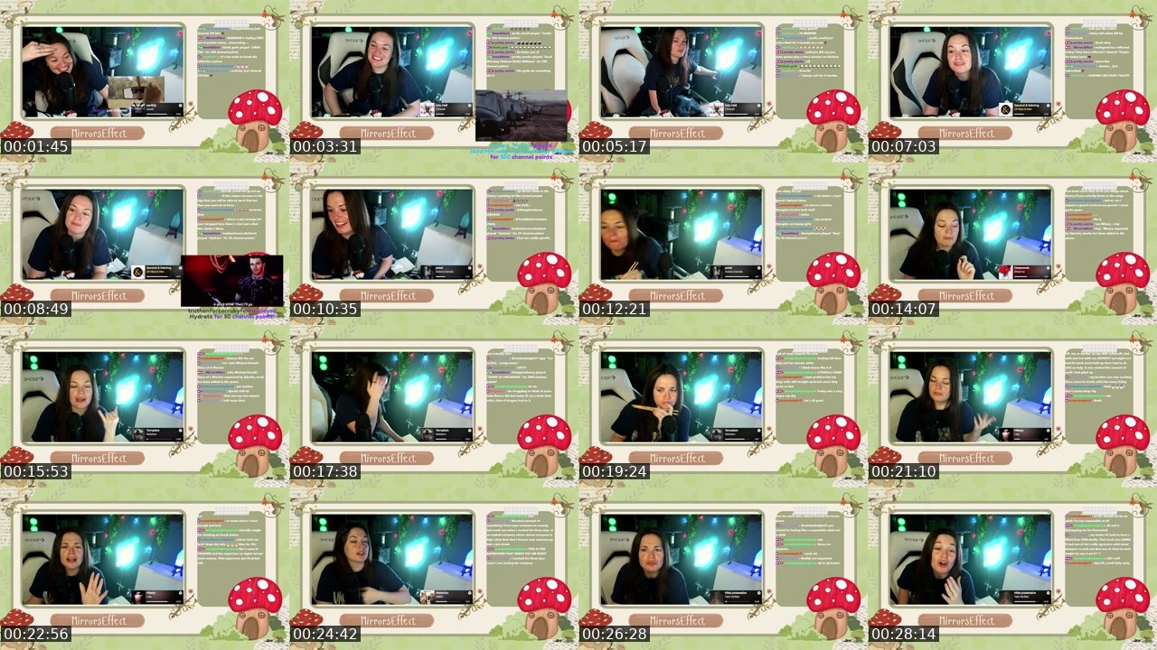Contact-sheet preview of MirrorsEffect's Twitch recording