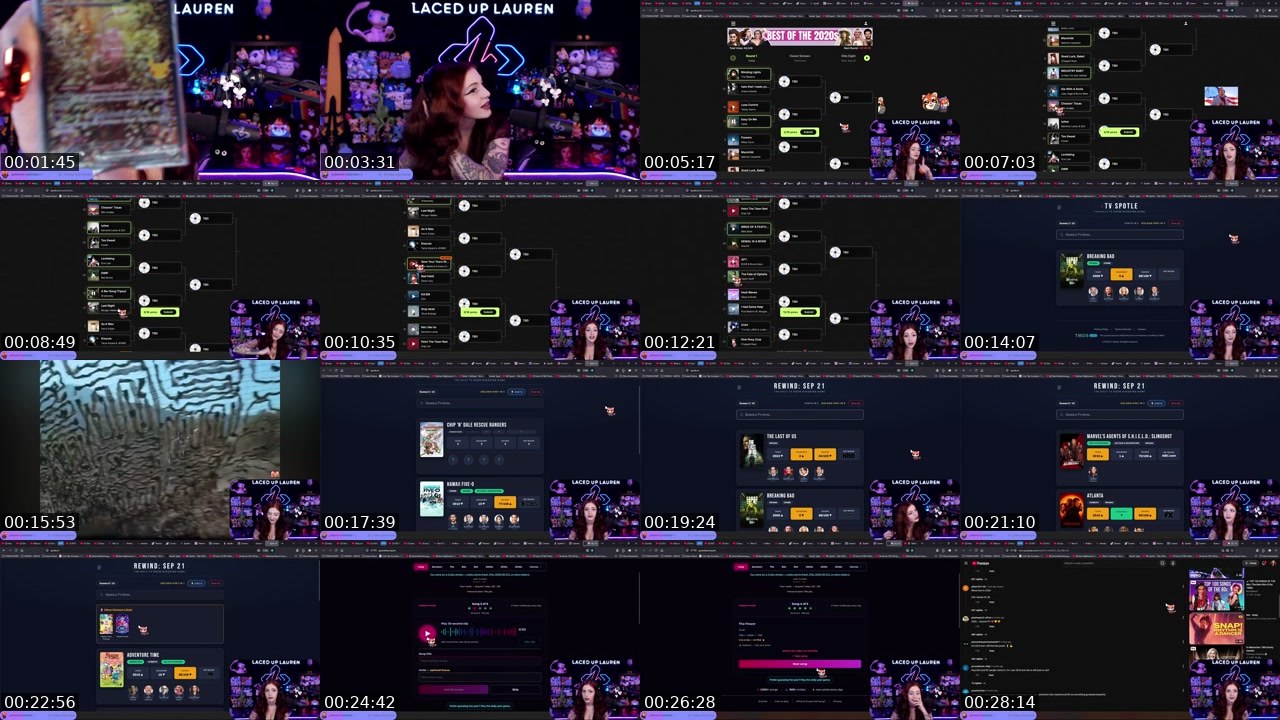 Contact-sheet preview of LacedUpLauren's Twitch recording