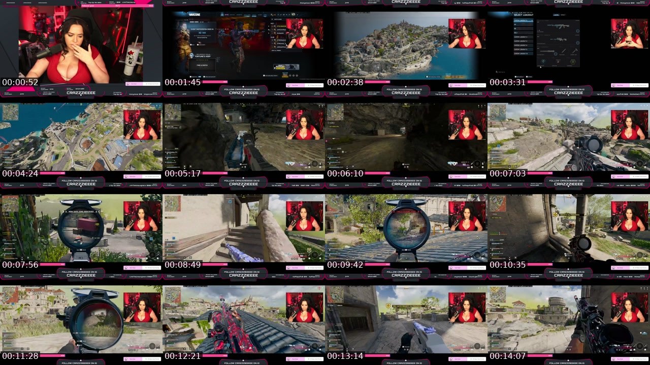 Contact-sheet preview of crazzzieeee's Twitch recording
