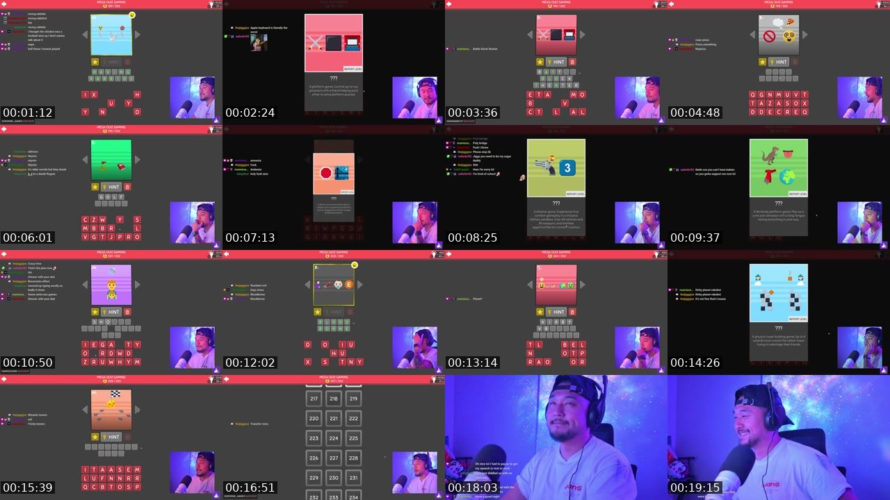 Contact-sheet preview of jiggashow's Twitch recording