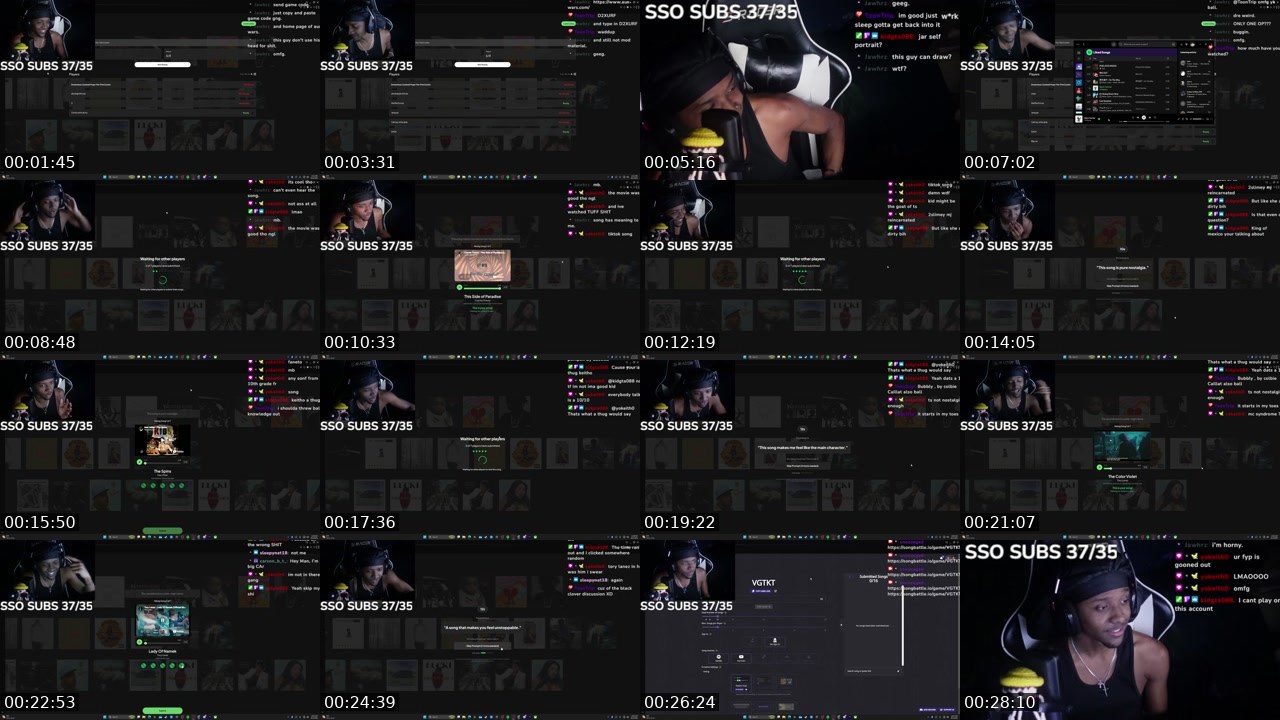 Contact-sheet preview of snoozegxd's Twitch recording